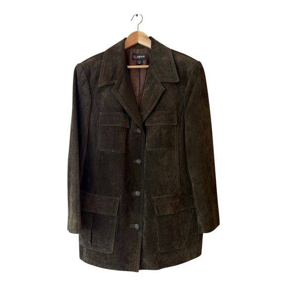 COMPANY By Ellen Tracy 100% Suede Jacket Blazer Olive Green Size 18 Womens - Picture 1 of 14